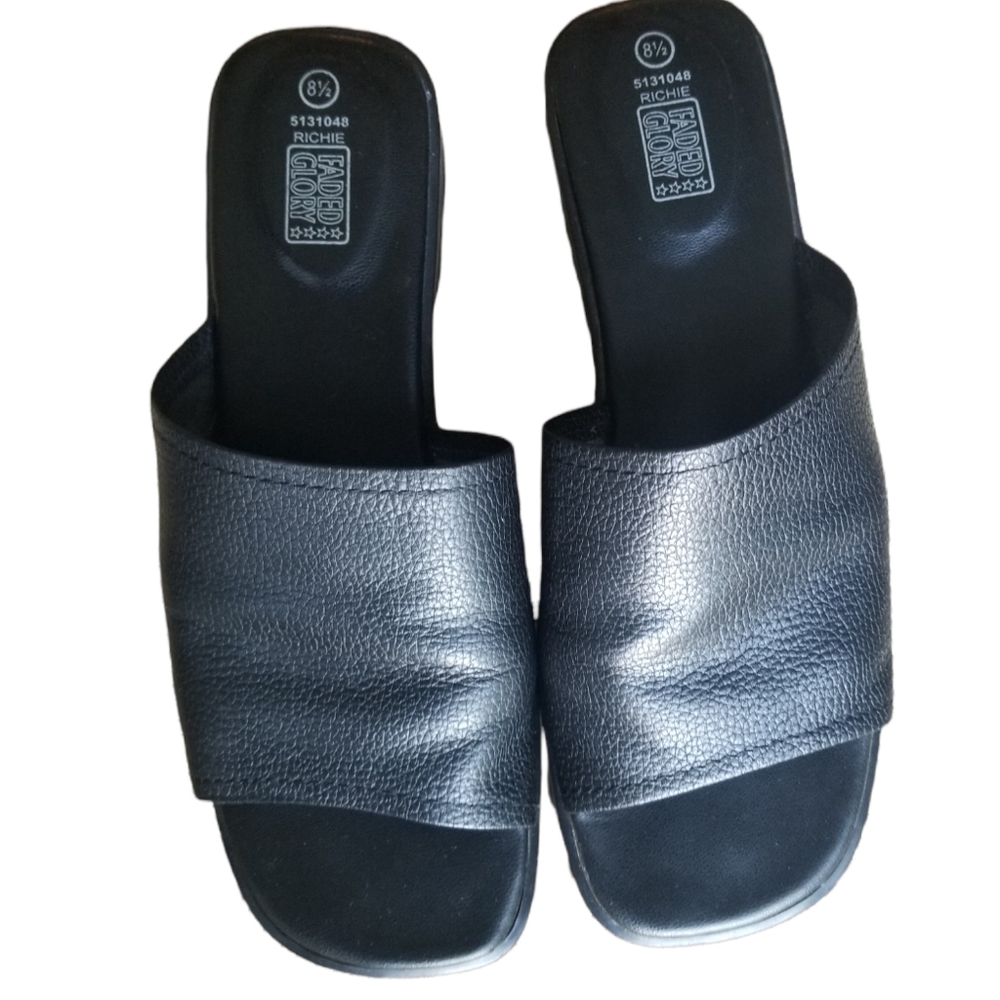 Faded Glory sandals- size 8 1/2- black- women's